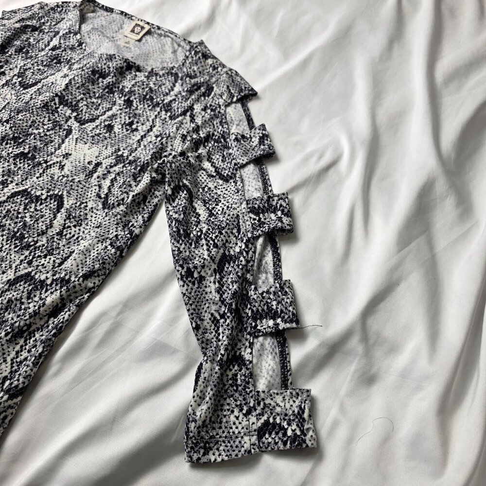 Anne Klein Snakeskin Print Ruffle Sleeve Blouse - Picture 4 of 8